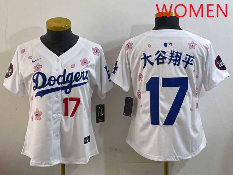 Women Los Angeles Dodgers #17 Ohtani White Sakura Edition 2025 Nike MLB Jersey style 15
